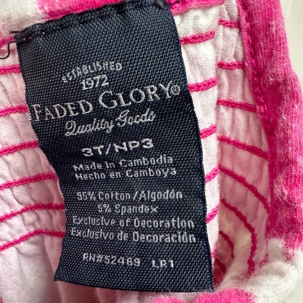 Faded Glory 3T Girls Pink and White Striped Cami Strapless Summer Dress